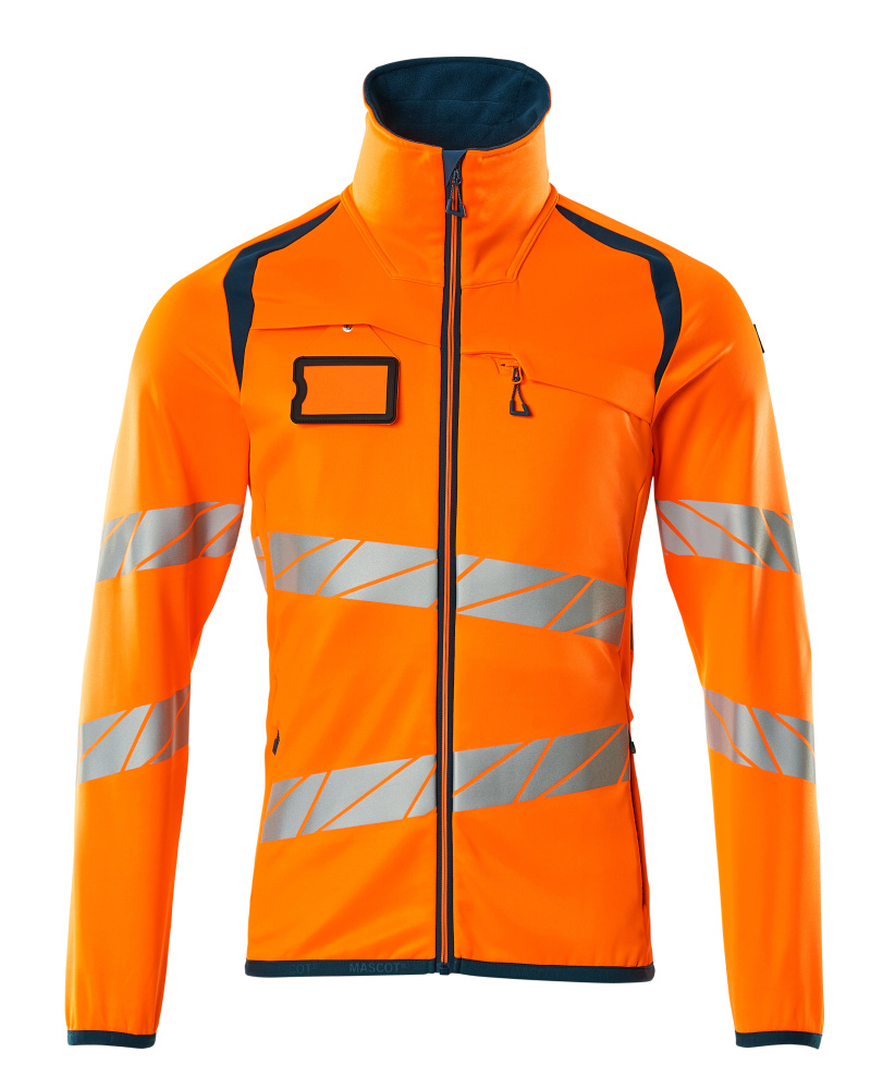 Fleecepullover mit Reißverschluss Microfleecejacke Größe 2XL, hi-vis orange/dunkelpetroleum