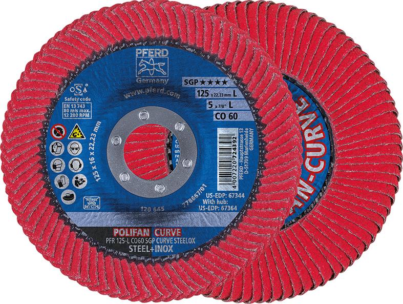 Fächerschleifscheibe CO-SGP-CURVE L 125mm K60 Pferd