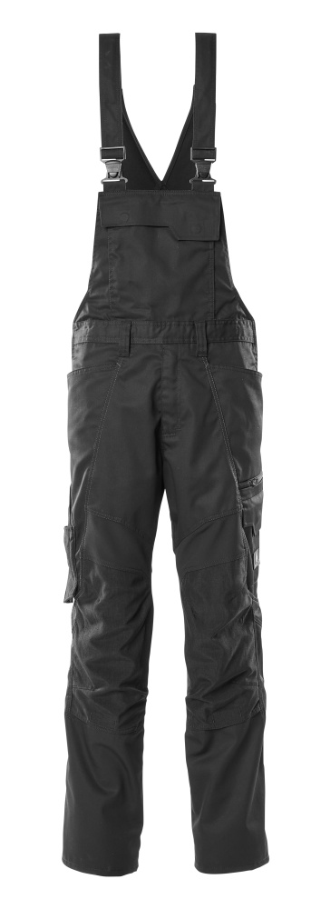 Latzhose, Knietaschen, Stretch-Einsätze Latzhose Größe 76C46, schwarz