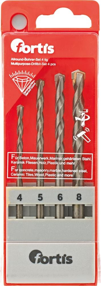 Allzweckbohrer-Set 4tl. 4, 5, 6, 8mm FORTIS