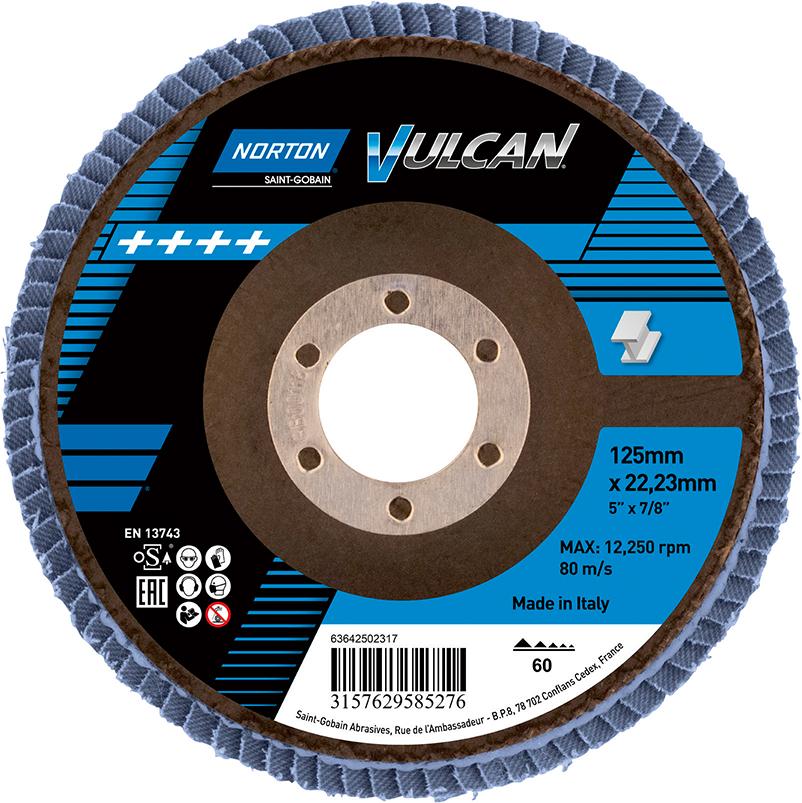 NORTON Fächerscheibe Vulcan 125mm P60 gewölbt