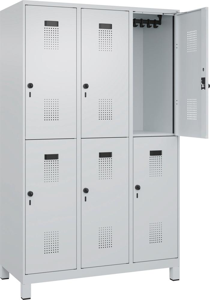 C+P Doppelst. Spind EvoloPLUS mit Füßen B1200xT50-0xH1950mm 3x2 Abt. (6 Fä-cher) RAL7035/7035