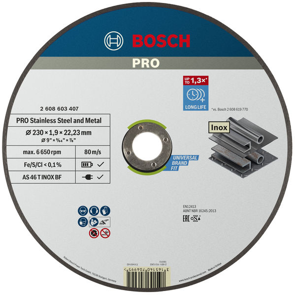 PRO Stainless Steel and Metal Trennscheibe, 230 x 1.9 x 22.23 mm, gerade, oSa