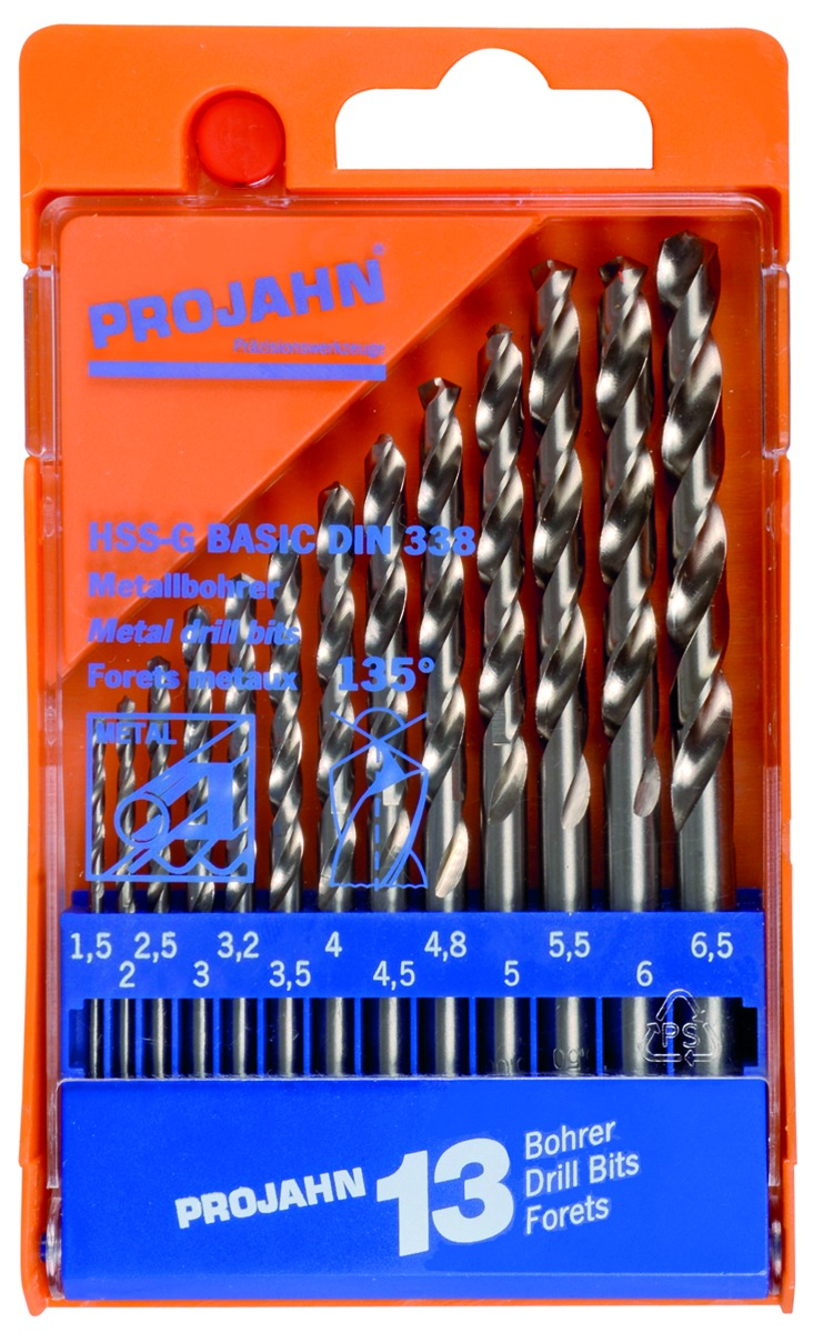 Kunststoffkassette HSS-G BASIC 13tlg 1,5-6,5/0,5 + 3,2 +4,8