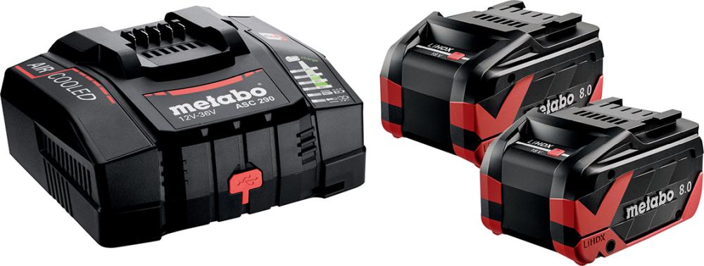Akku BasisSet LiHDX 18,0VMetabo 2x18,0V 8,0 Ah LiHDX Ladegerät ASC 290 metaBOX