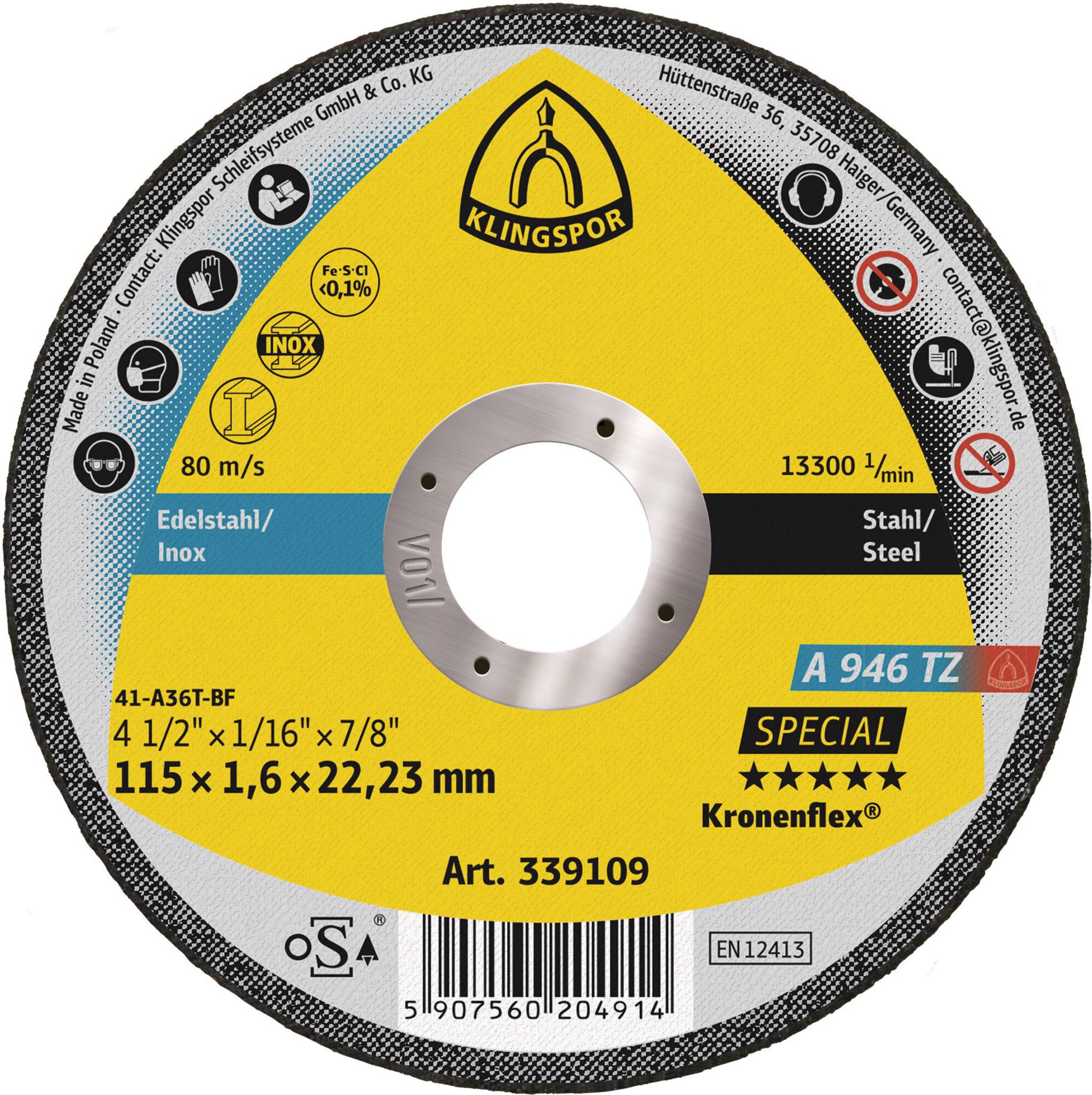 A 946 TZ Trennscheiben, 115 x 1,6 x 22,23 mm gerade