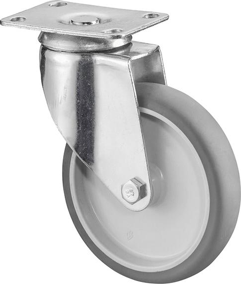 BS ROLLEN Lenkrolle C100.A80.127 mit Platte ø125 B 32mm 100kg Gummi