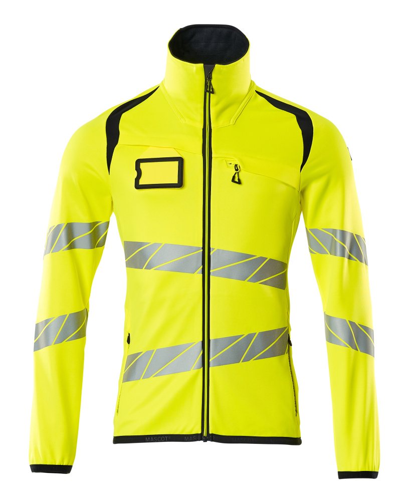 Fleecepullover mit Reißverschluss Microfleecejacke Größe 2XL, hi-vis gelb/schwarzblau