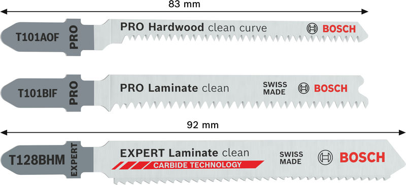 Bosch PRO Laminat-Set 15-tlg. für saubere Laminatschnitte. Bild der Produktabmessungen
