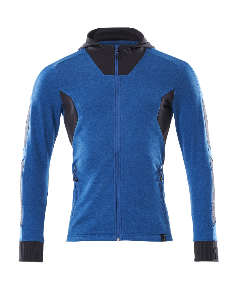 Sweatshirt mit Kapuze, moderne Passform Sweatshirt mit Reißverschluss Größe 2XLONE, azurblau/schwarzblau