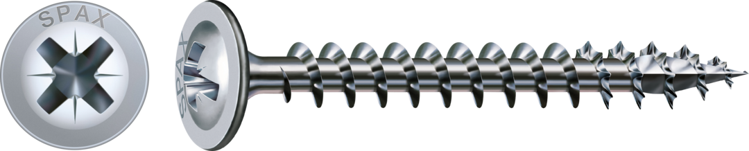ABC Spax-Rückwandschrauben blau verz. Rückwandkopf, Kreuzschlitz  3,5 x 17 Vo 4CUT-Spitze, gehärtet, gleitbeschichtet