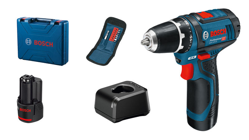 Akku-Bohrschrauber GSR 12V-15, 2 x Akku GBA 12V 2.0Ah in L-BOXX