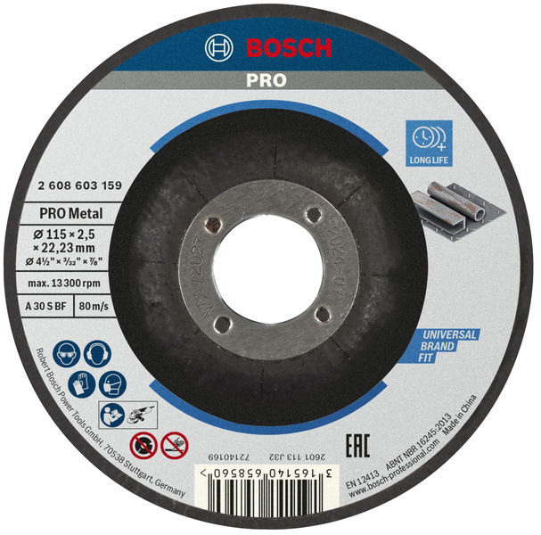 PRO Metal Trennscheibe, 115 x 2.5 x 22.23 mm, gekröpft