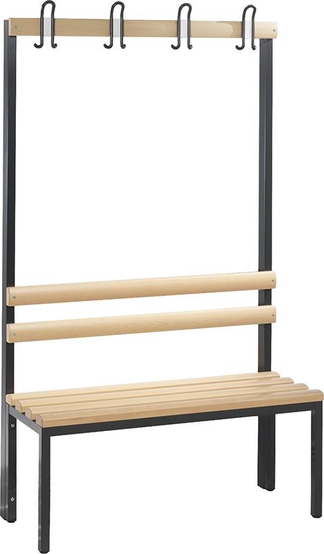 Garderobenbank einseitig B1000xT403xH1710 mm RAL 7021/Hartholz ohne Schurost, 4 Füße CP