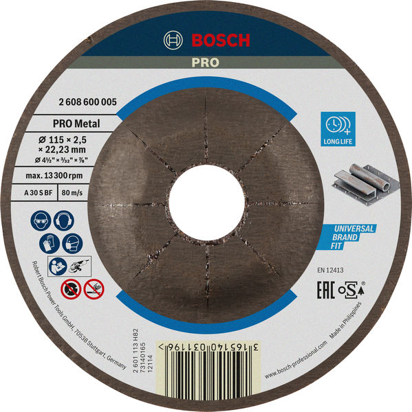 PRO Metal Trennscheibe, 115 x 2,5 x 22,23 mm, gekröpft, oSa