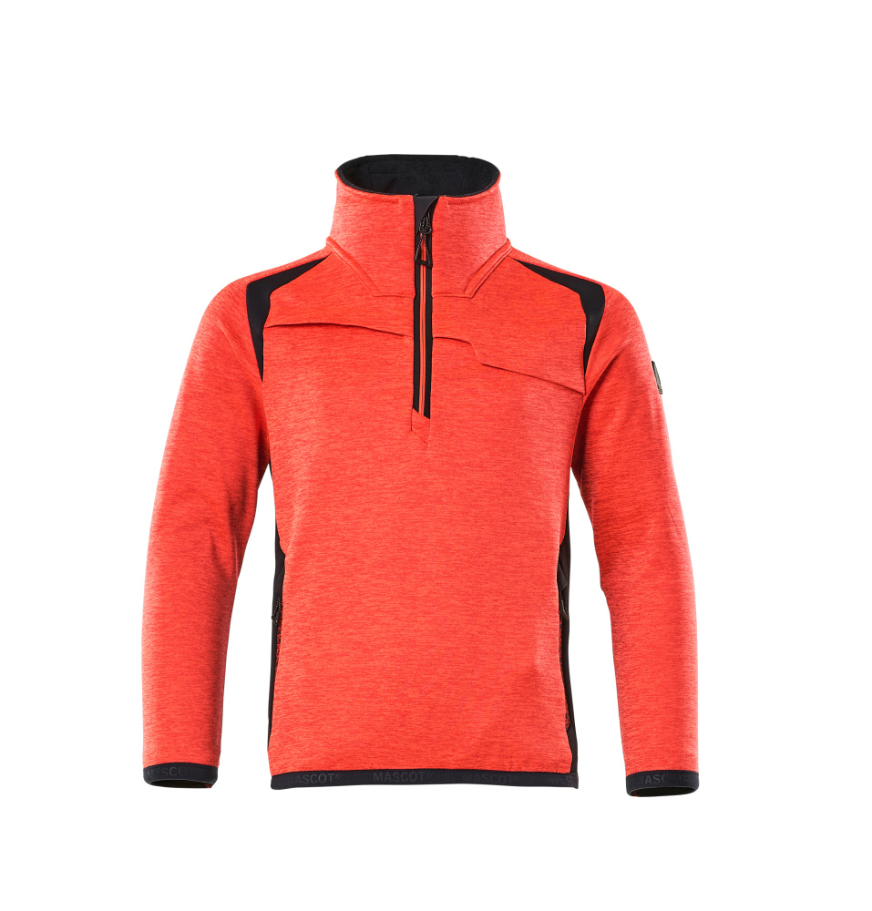 Fleecepullover für Kinder,Reißverschluss Jacke für Kinder Größe 104, Hi-vis rot/schwarzblau