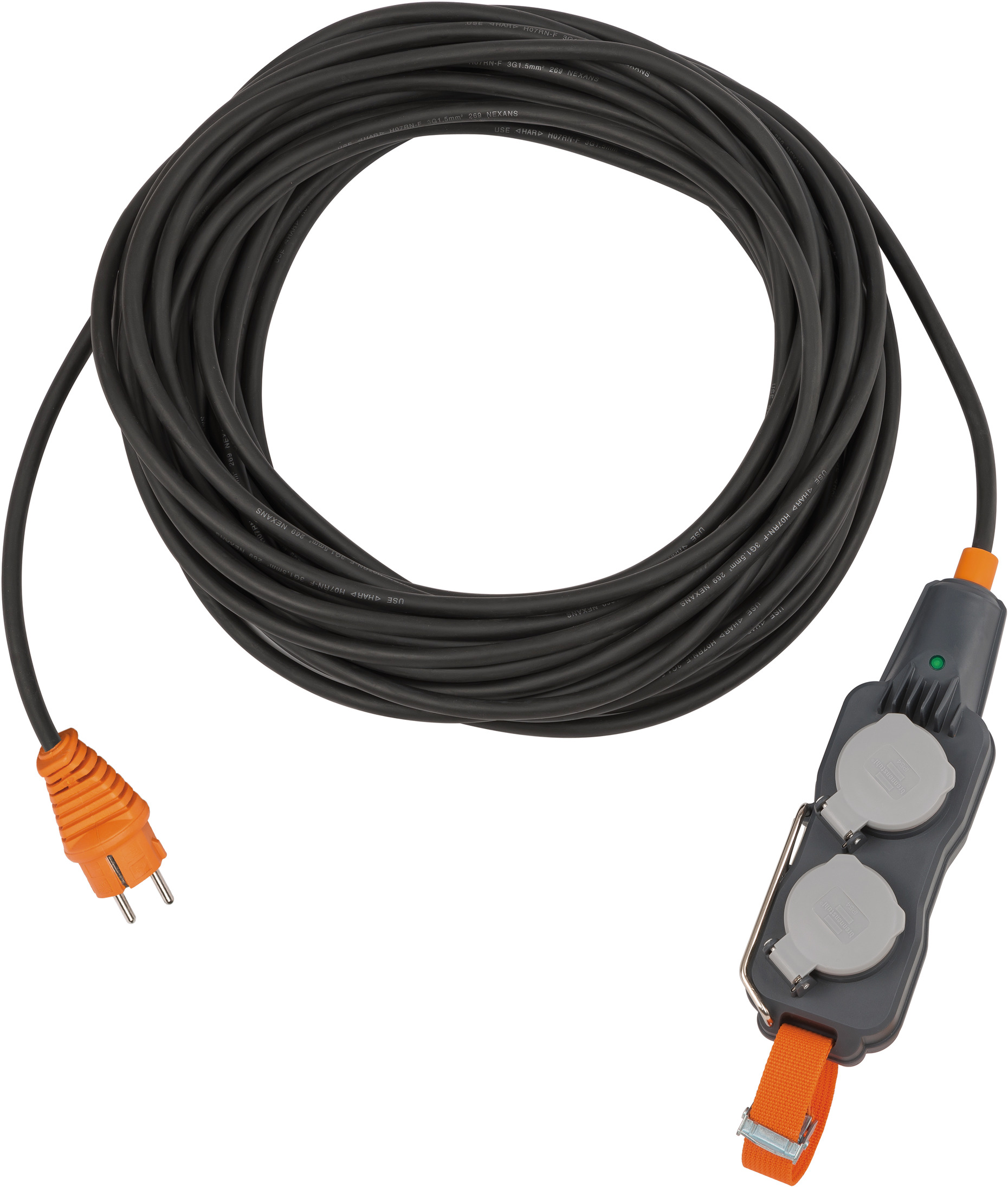 professionalLINE Powerblock mit Verlängerungskabel PB 2100 IP54 4-fach 25m schwarz H07RN-F 3G1,5