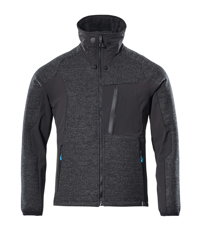 Jacke, Strick, mit Membran Strickjacke Größe 2XL, Schwarz-meliert/Schwarz