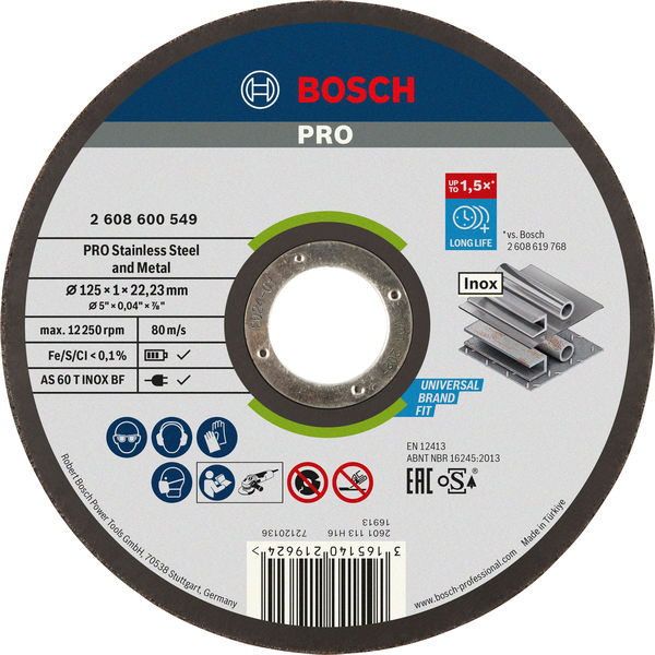 PRO Stainless Steel and Metal Trennscheibe, 125 x 1 x 22.23 mm, gerade, oSa