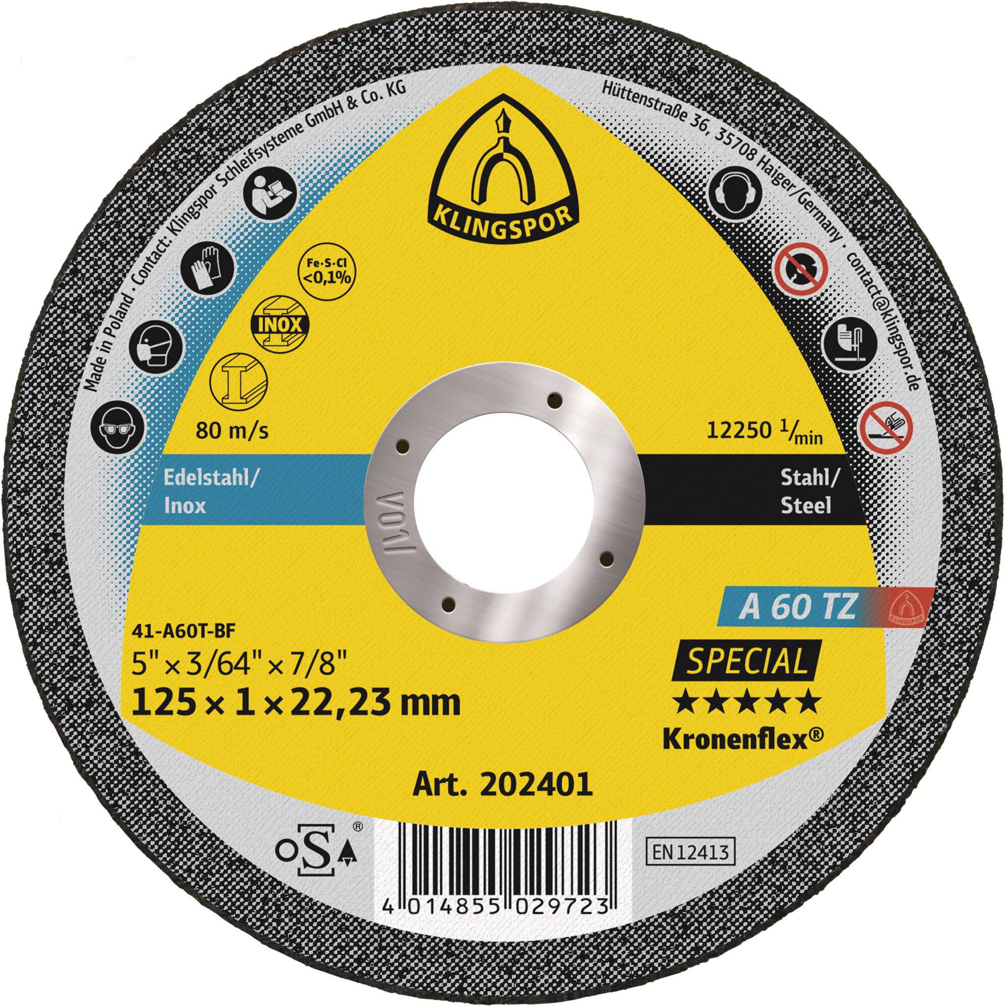 A 60 TZ Trennscheiben, 125 x 1 x 22,23 mm gerade