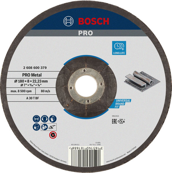PRO Metal Schleifscheibe, 180 x 8 x 22.23 mm, oSa