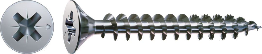 ABC Spax-Schrauben blau verz. Senkkopf, Kreuzschlitz  2,5 x 10 Vollge MULTI-Kopf, 4CUT-Spitze, gehärtet
