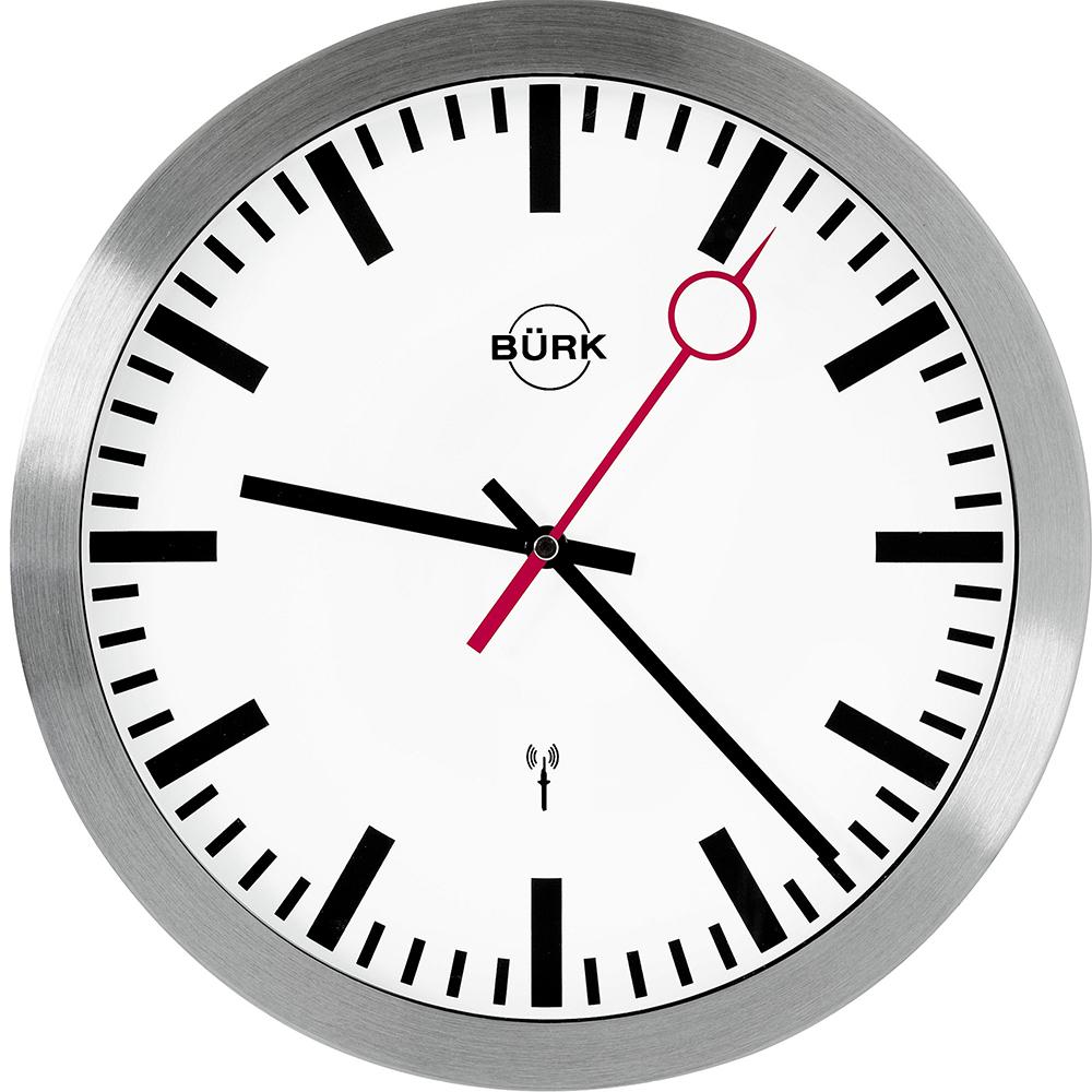 Funkwanduhr Ø 30 cm satin aluminium